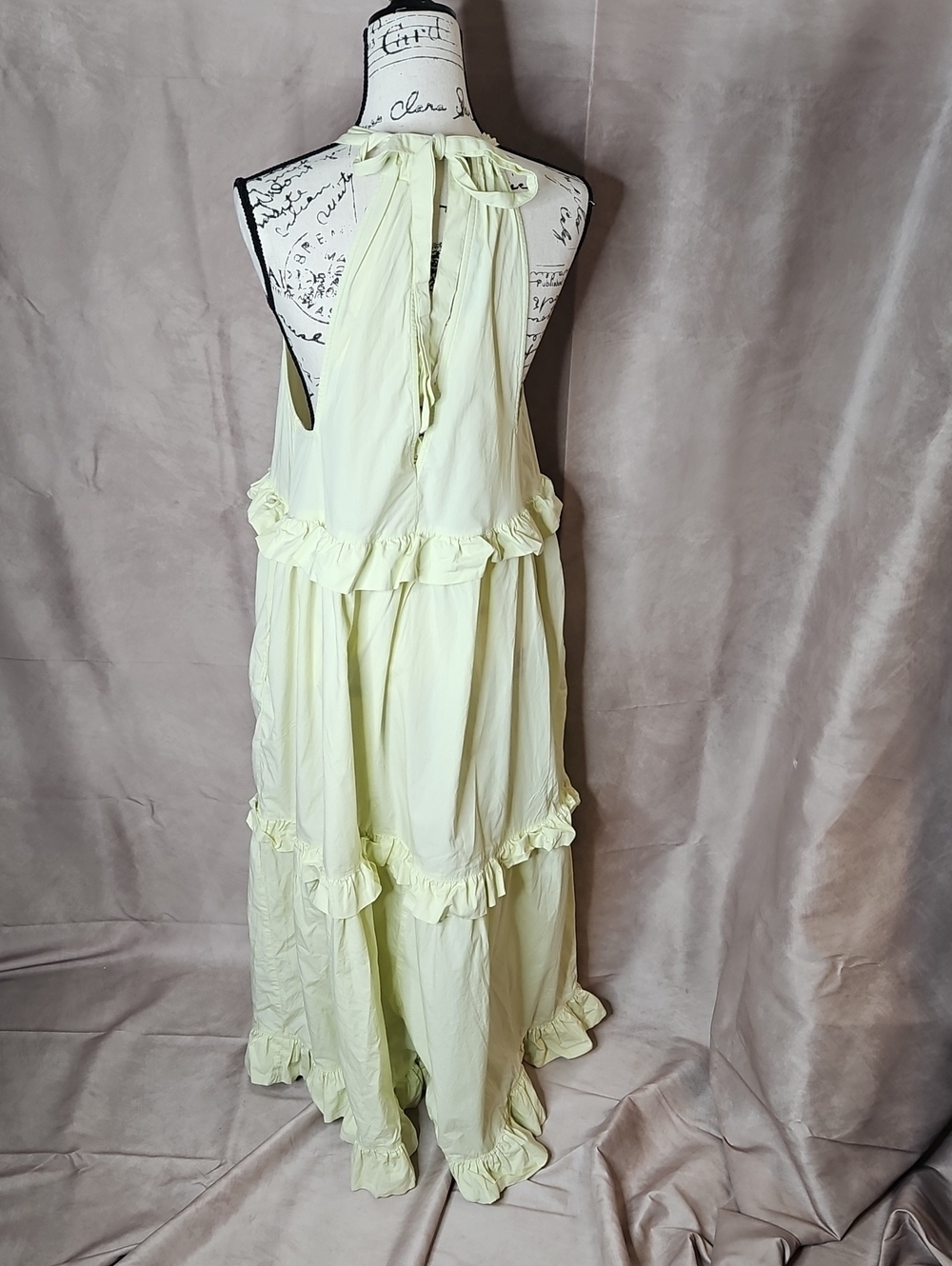 Free People Anita Midi Dress Light Yellow Halter Pockets Size Large - Picture 5 of 10
